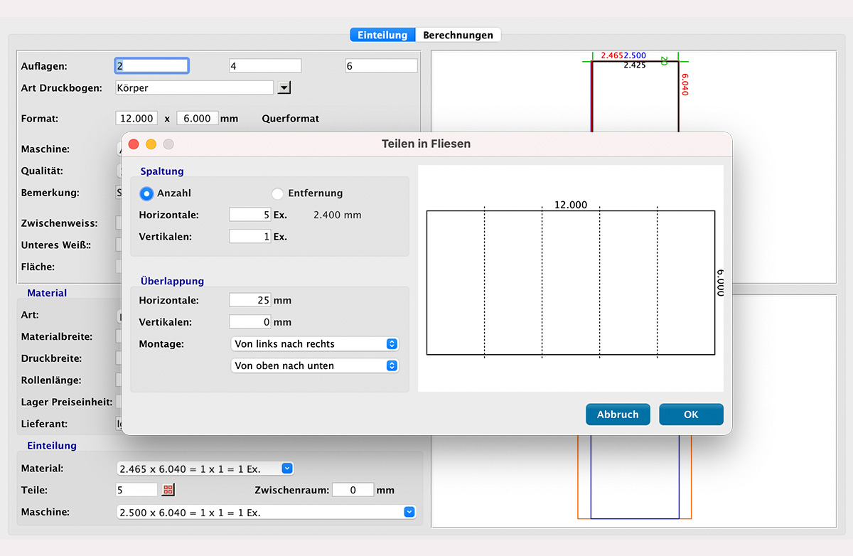 Kalkulationen Großformatdruck Dataline Solutions