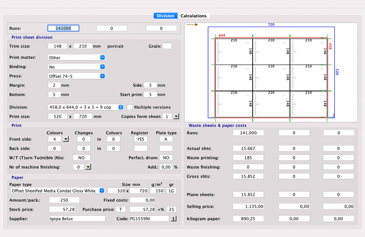 Calculation Sheet Offset in MultiPress