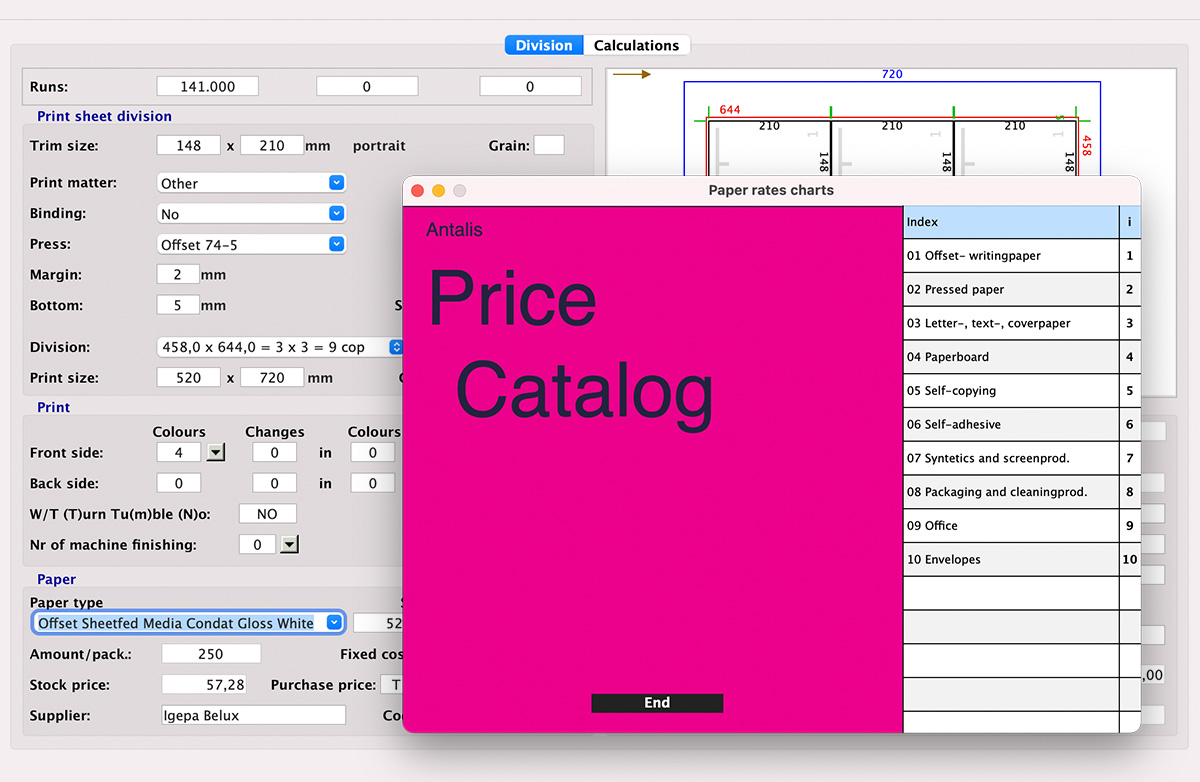 Supplier Catalogue Calculation in MultiPress