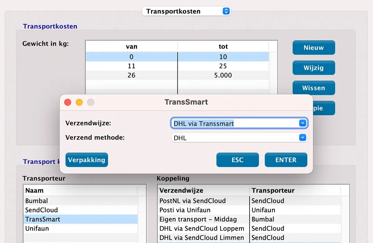 Transsmart integratie in MultiPress