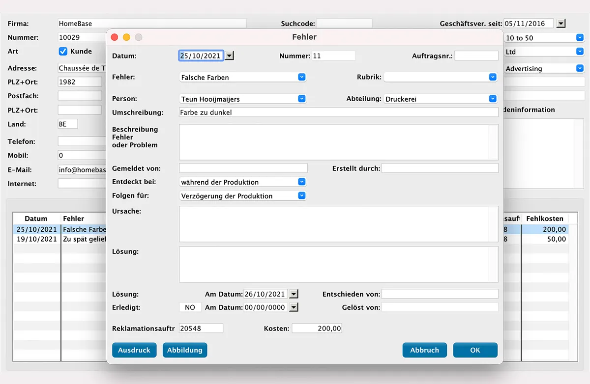 Reklamationsmanagement in MultiPress