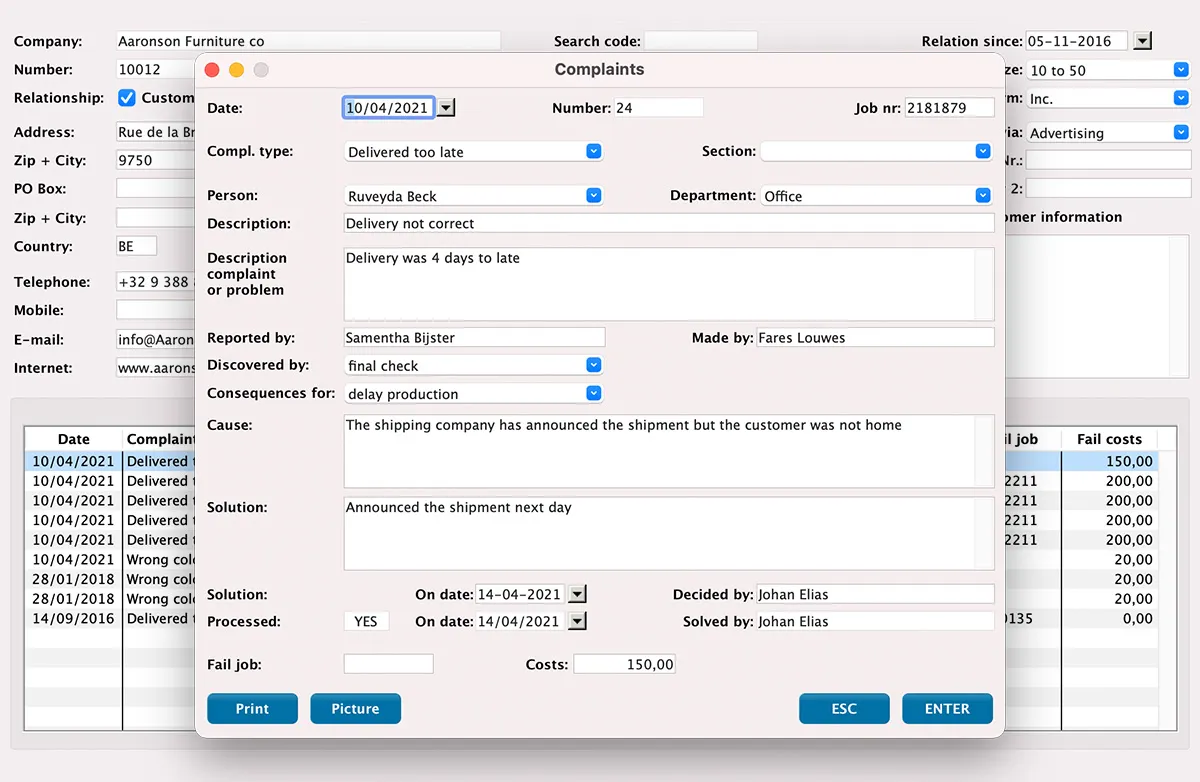 Complaint management in MultiPress