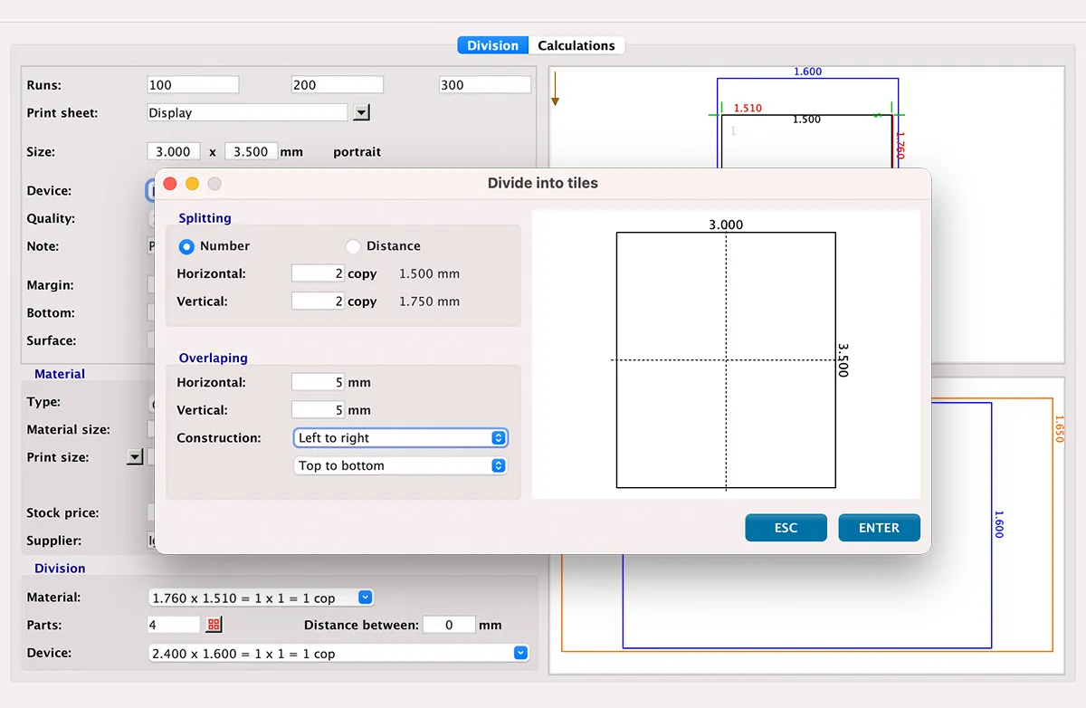 Calculations - Large Format Printing in MultiPress