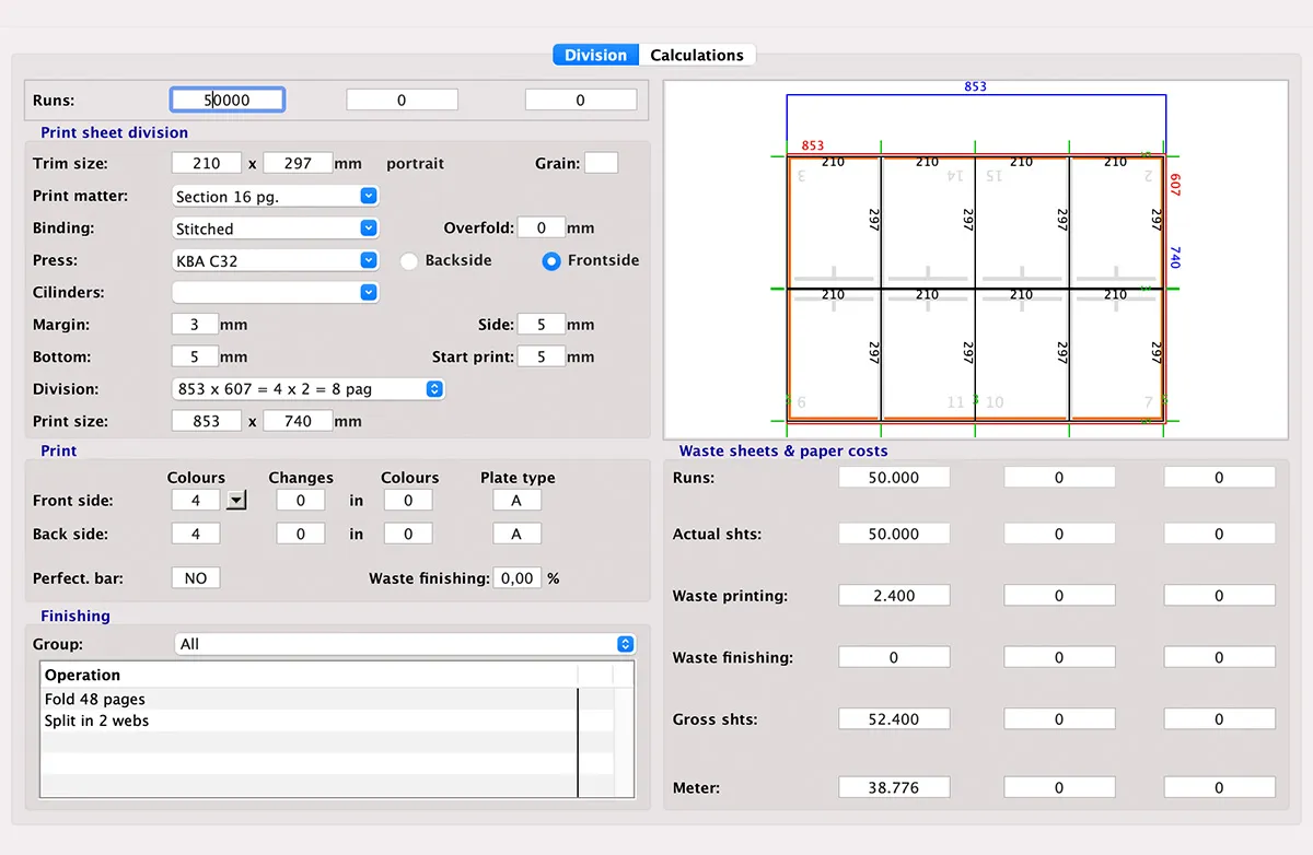 Flexo-rotational calculation in MultiPress