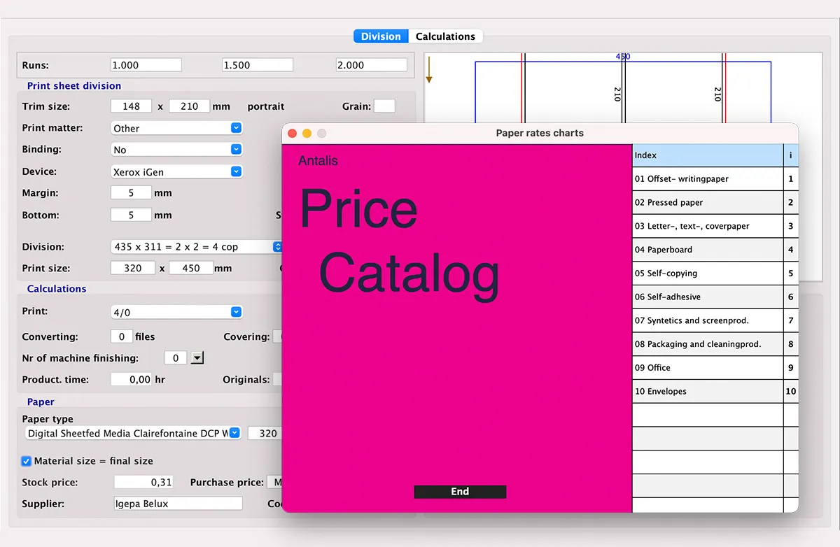 Substrate and paper catalogue integration in MulriPress