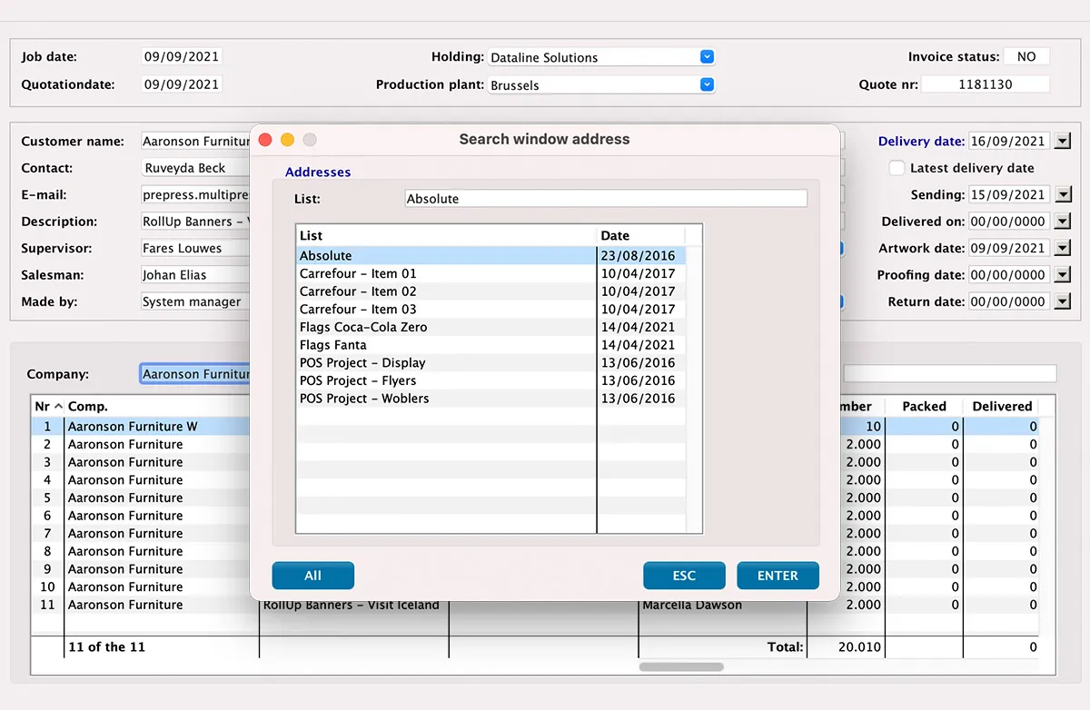 Transport database in MultiPress