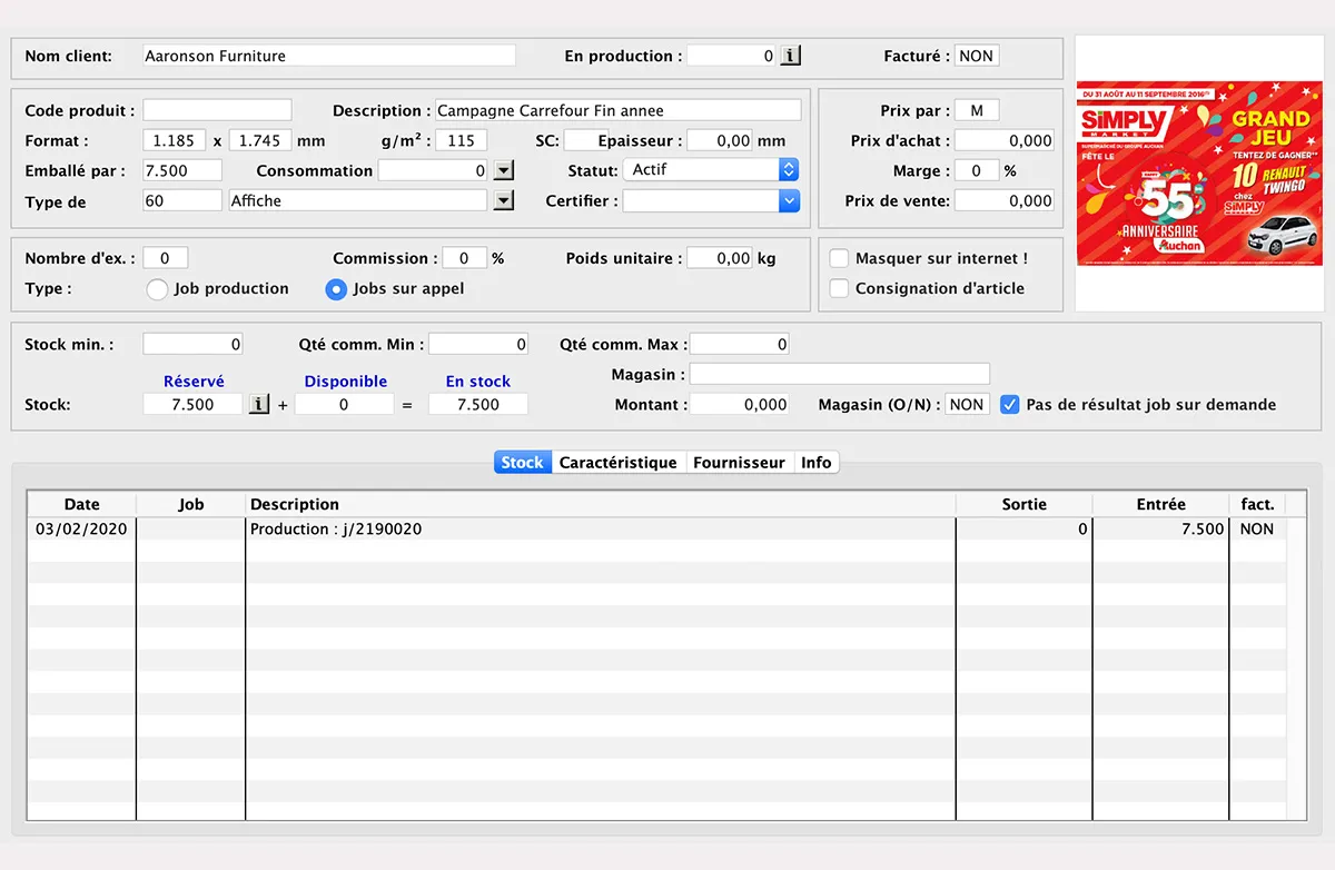 Commandes en stocks in MultiPress