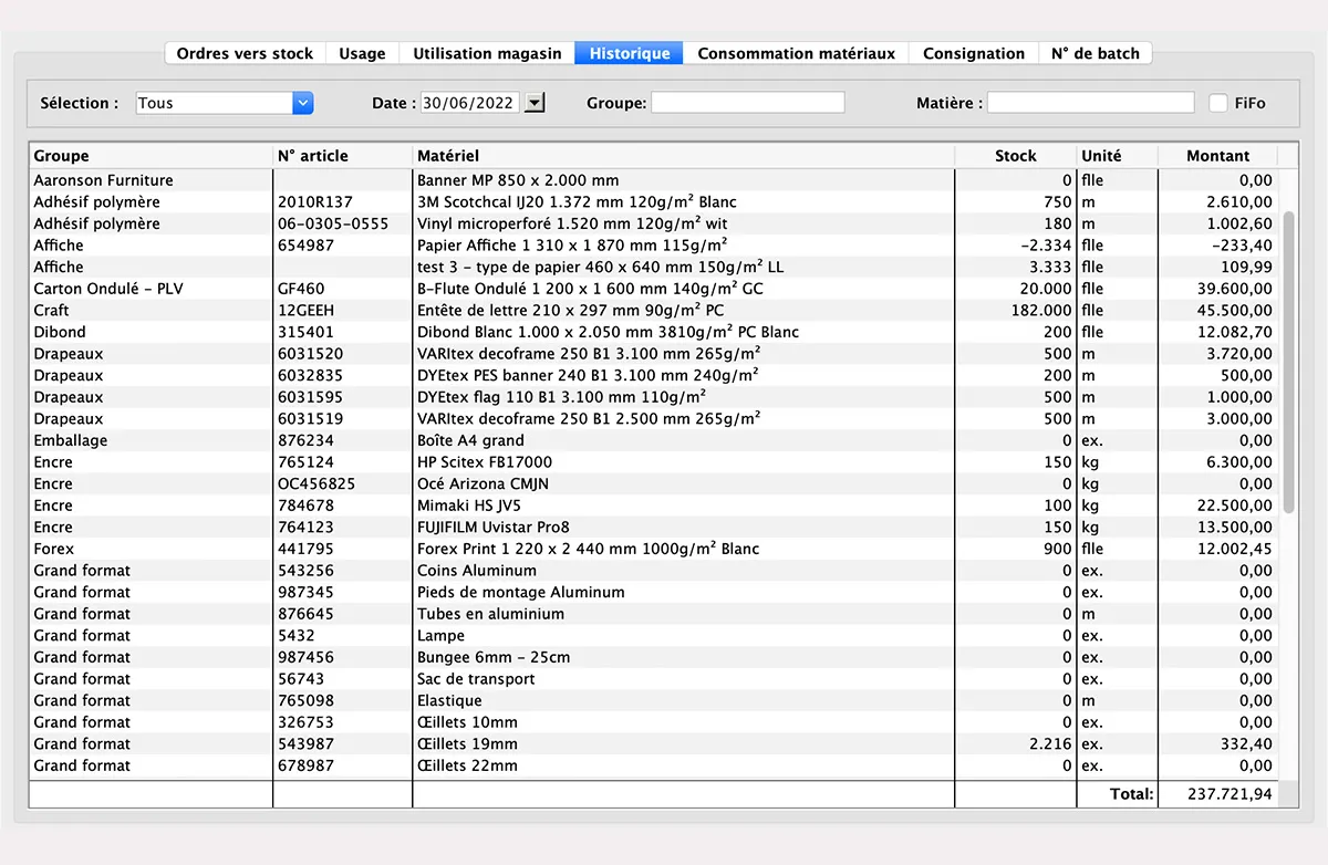 Gestion des stocks dans MultiPress